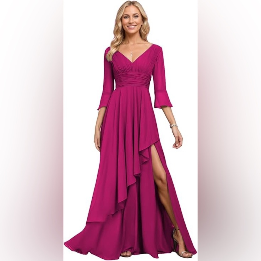 Elegant Fuchsia Evening Gown